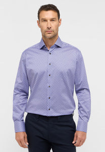 Eterna Modern Printed Shirt in Blue/Brown