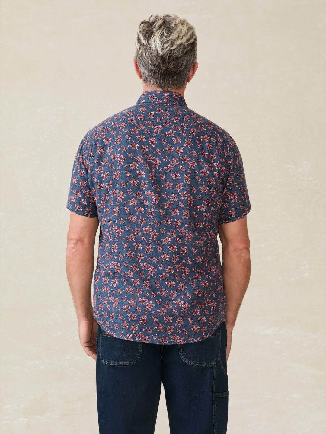 Faherty Short-Sleeve Breeze Shirt - Berry Navy Floral