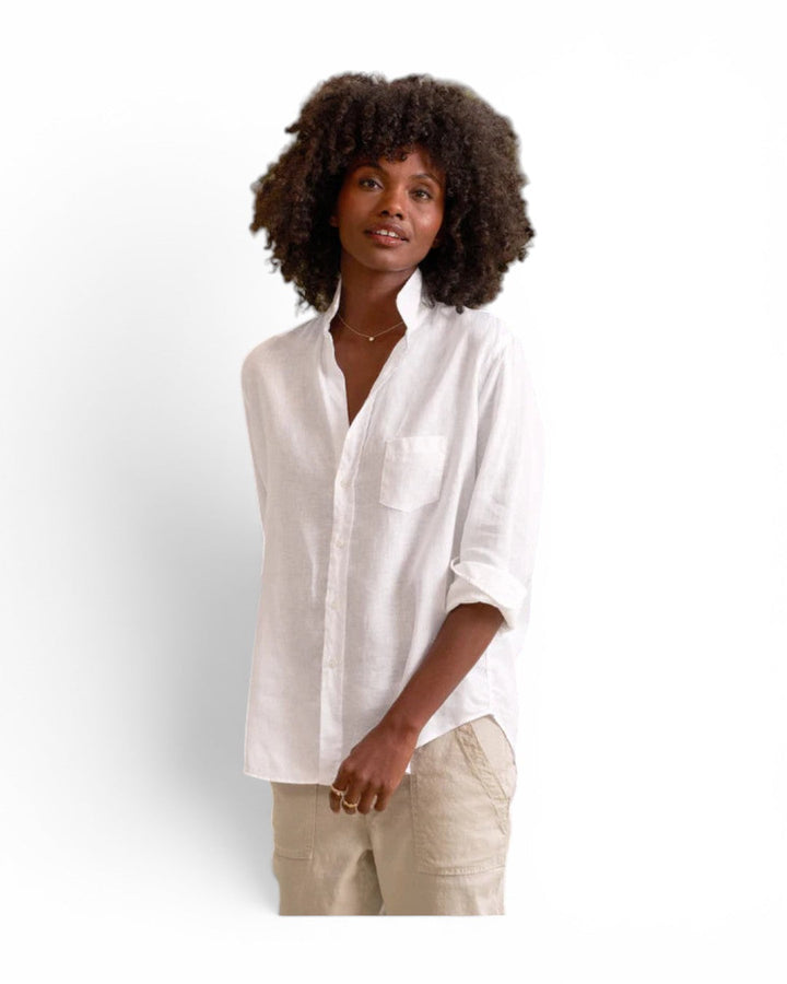 Frank &amp; Eileen Woven Button Up In White Linen