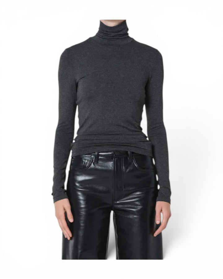 Agolde Pascale Turtleneck In Charcoal Heather