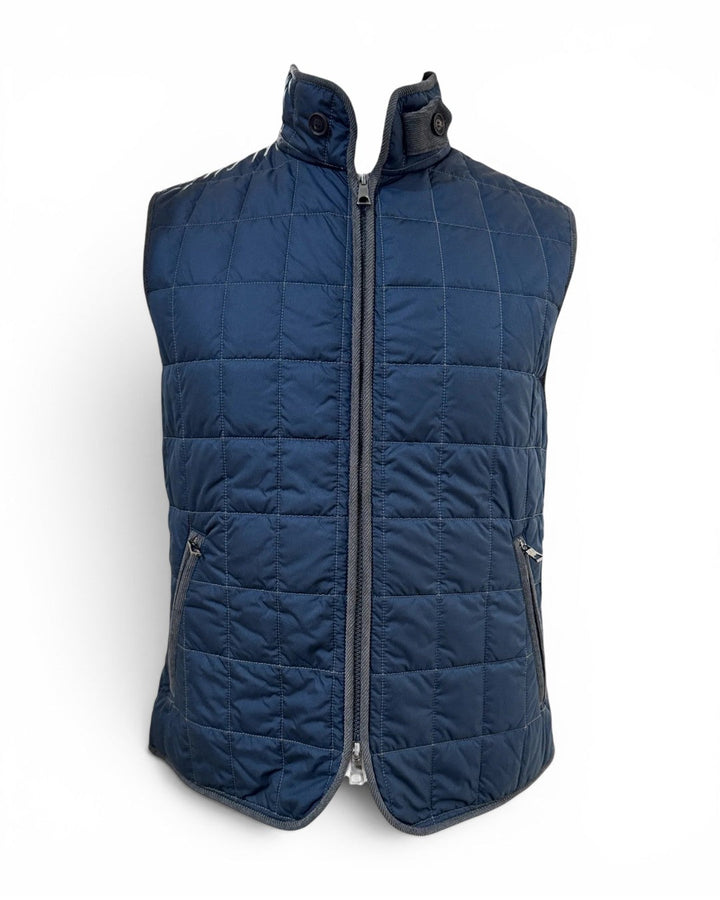 Italian Quilt Vest In New Navy