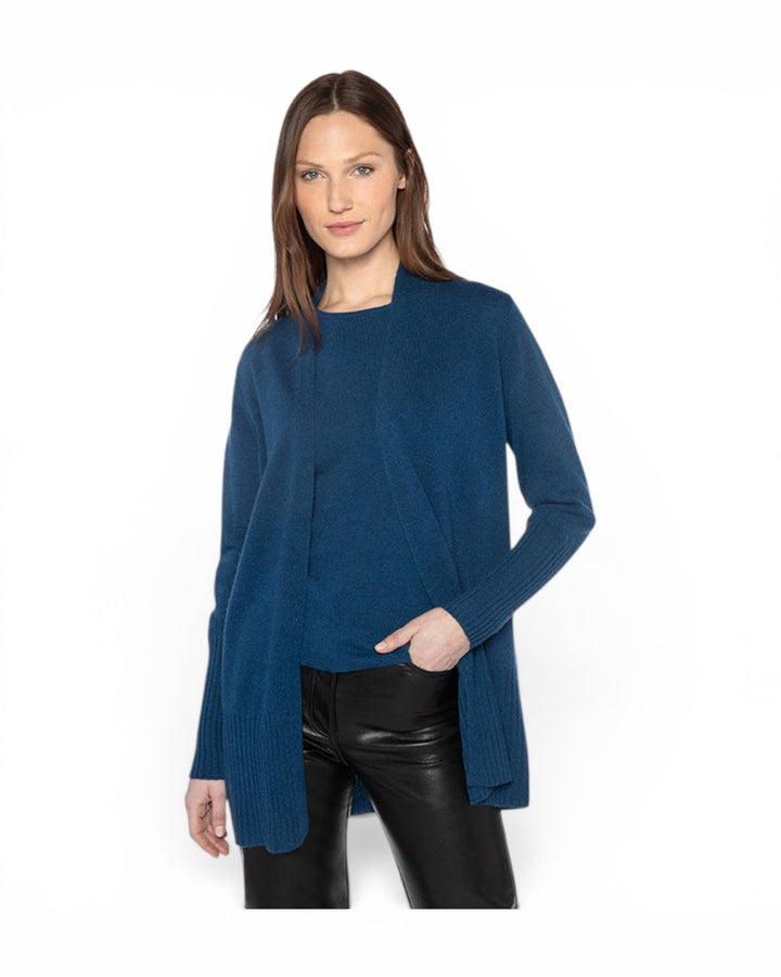 Kinross Rib Trim Cardigan In Adriatic
