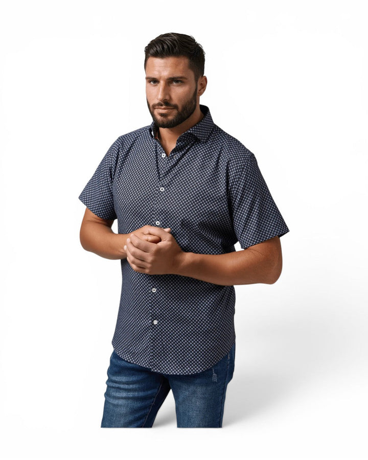 Stone Rose Dark Navy Mini Flower Print
