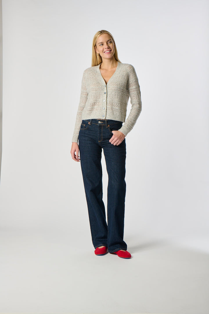 Kokun Pointelle Stitch Cardigan In Mist