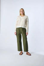 Load image into Gallery viewer, Kokun Stripe Cardigan in Sand/White
