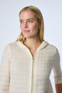 Kokun Cropped Zip Hoodie in Ivory