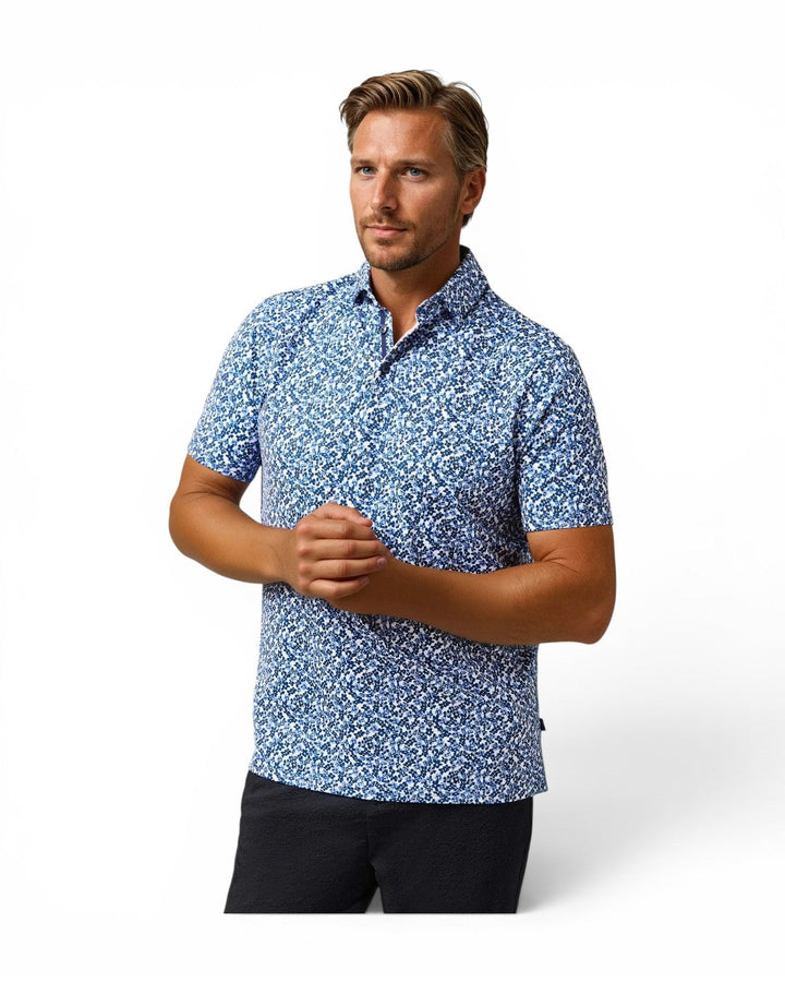 Stone Rose Blue Spring Bloom Stretch Polo
