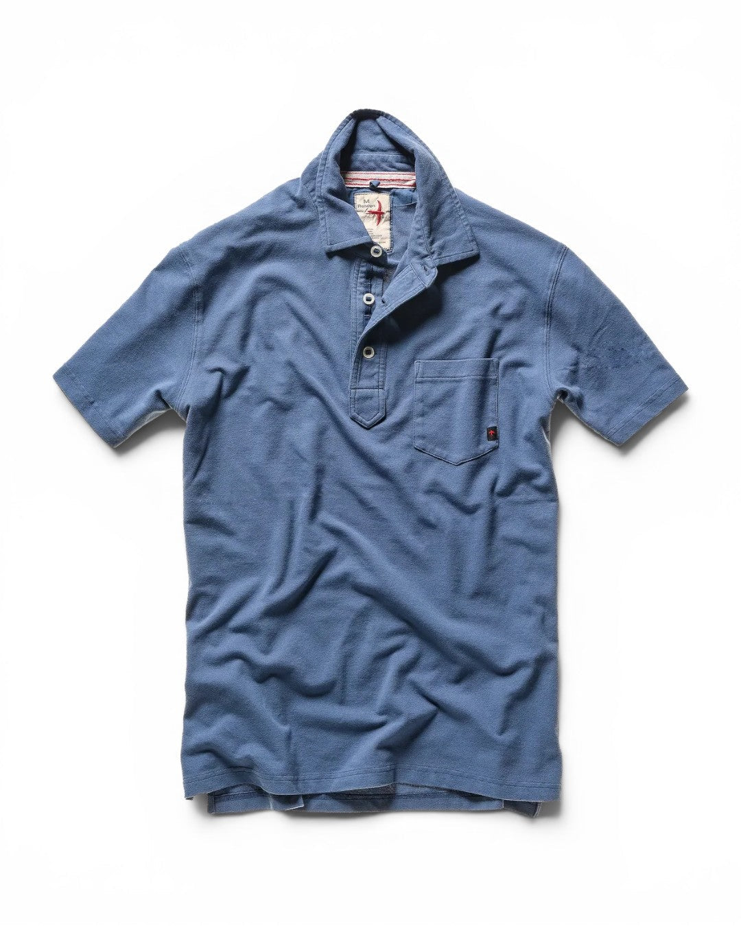 Relwen Pique Slot Polo In Marine Blue