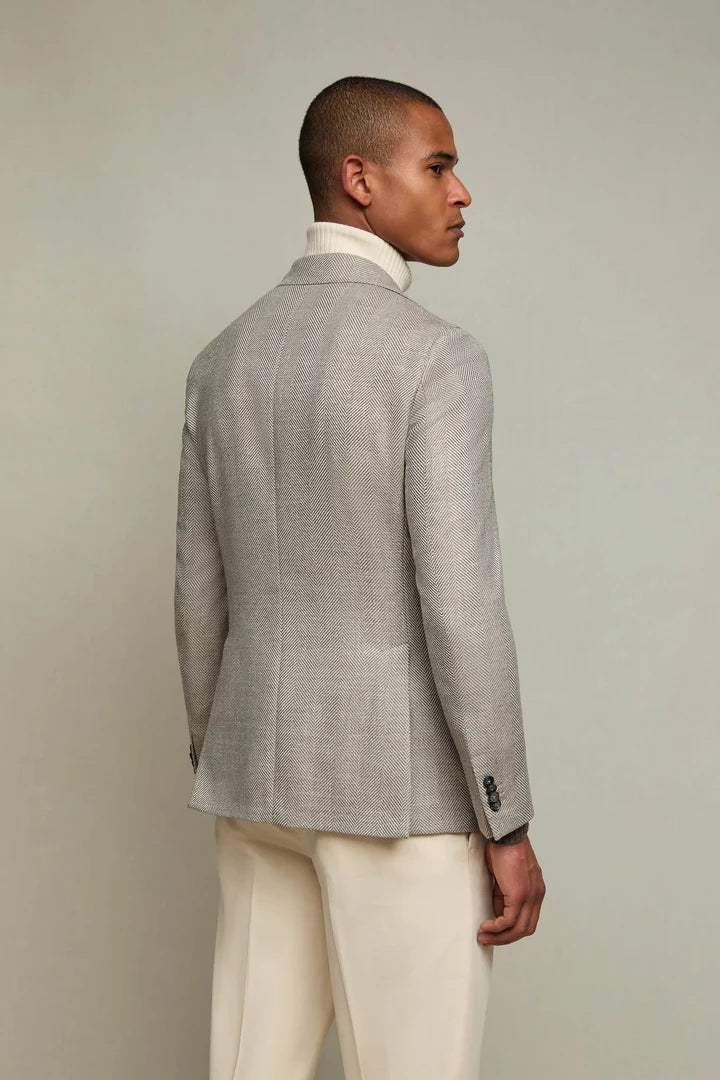 LBM Herringbone Blazer in Beige