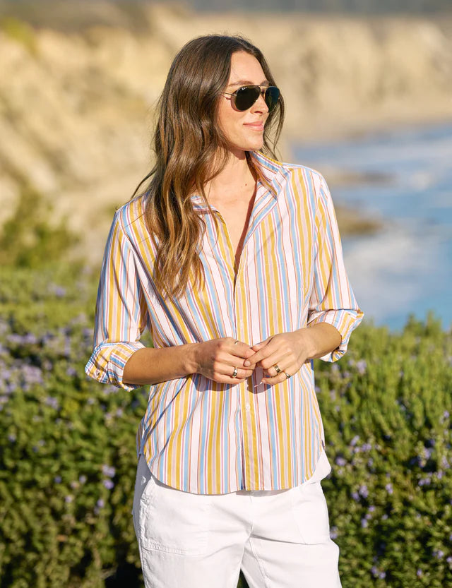 Frank &amp; Eileen Relaxed Button-Up In Gold With Red And Blue Stripe