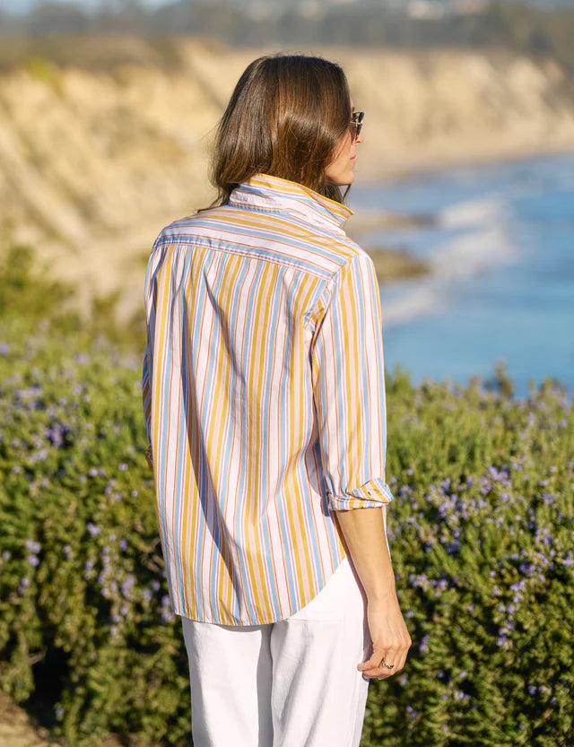 Frank &amp; Eileen Relaxed Button-Up In Gold With Red And Blue Stripe