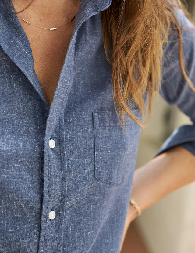 Frank &amp; Eileen Barry Shirt In Heathered Atlantic Blue