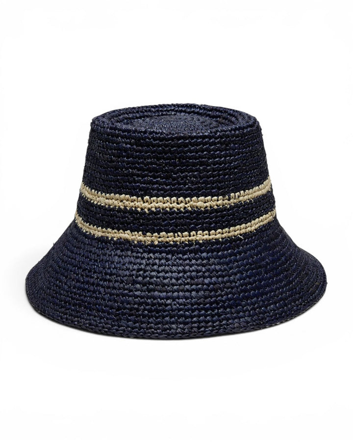 Wyeth Ensley Raffia Bucket Hat In Navy