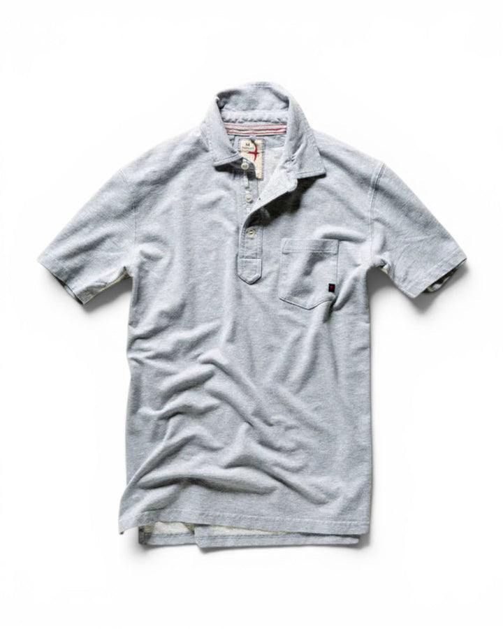 Relwen Pique Slot Polo In Grey Heather