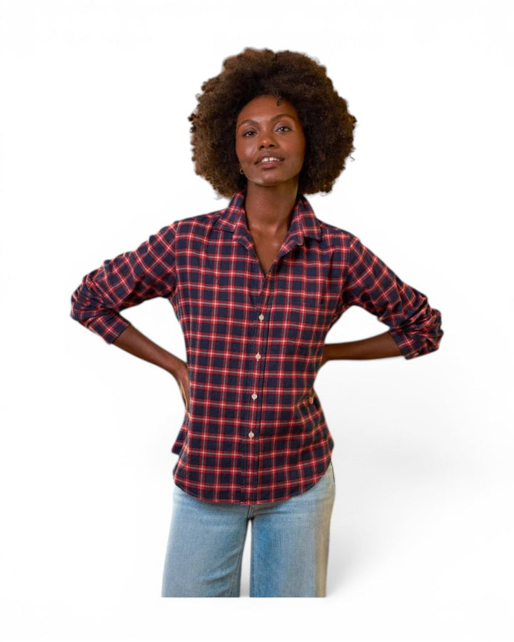 Frank &amp; Eileen Barry Tailored Button Up In Red White And Blue Plaid