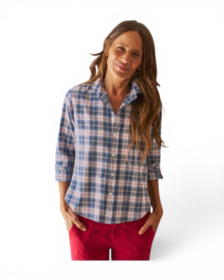 Frank &amp; Eileen Barry Tailored Button Up In Grey Red And Plaid