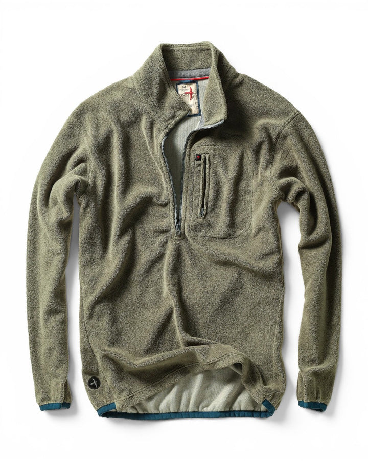 Relwen Sheared Fleece Half-Zip In Olive Fade