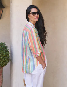 Eileen Classic Linen in Multi Color Stripe