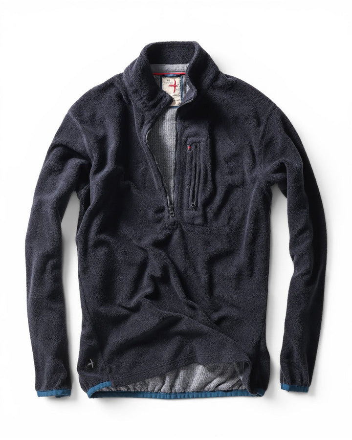 Relwen Sheared Fleece Half-Zip In Dark Navy