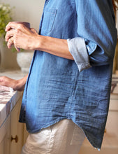 Load image into Gallery viewer, F&amp;E Eileen Relaxed Button-Up in Vintage Stonewashed Indigo
