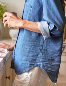 F&E Eileen Relaxed Button-Up in Vintage Stonewashed Indigo