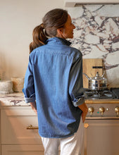 Load image into Gallery viewer, F&amp;E Eileen Relaxed Button-Up in Vintage Stonewashed Indigo

