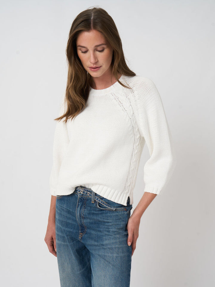 Repeat Chunky Knit Cotton-Blend Sweater In White
