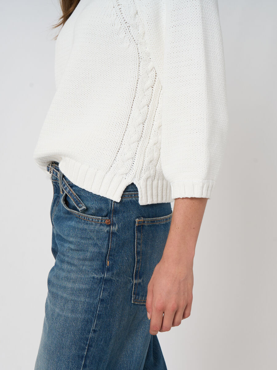 Repeat Chunky Knit Cotton-Blend Sweater In White