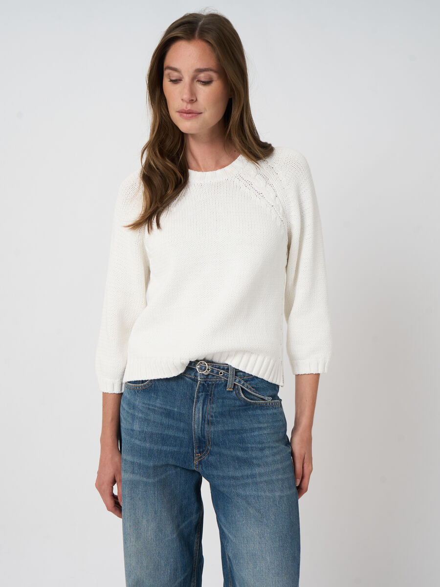 Repeat Chunky Knit Cotton-Blend Sweater In White