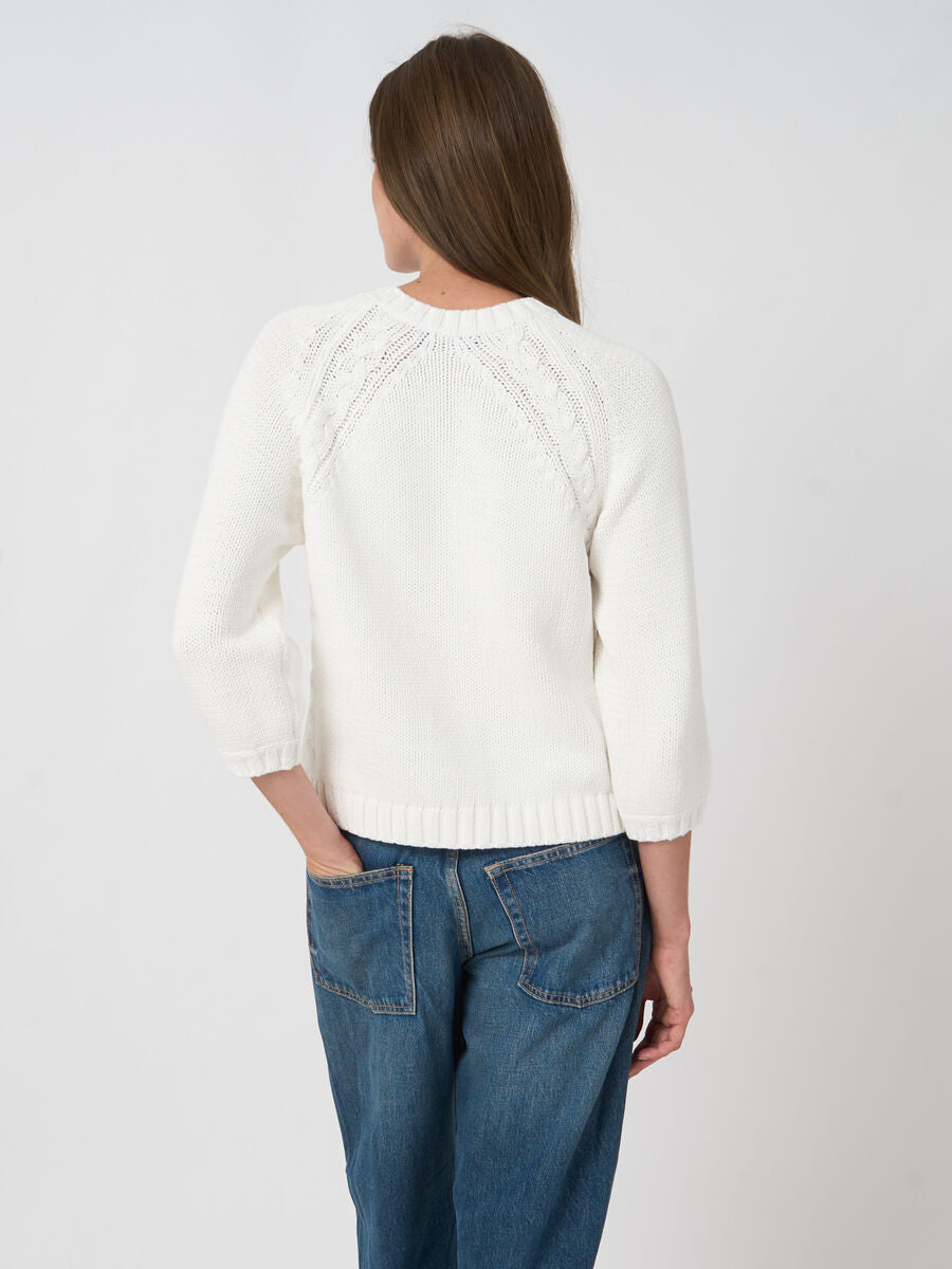 Repeat Chunky Knit Cotton-Blend Sweater In White