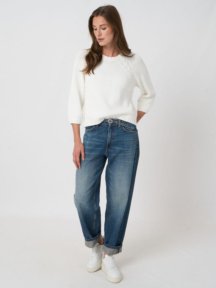 Repeat Chunky Knit Cotton-Blend Sweater In White