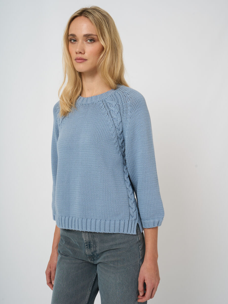 Repeat Chunky Knit Cotton-Blend Sweater In Denim