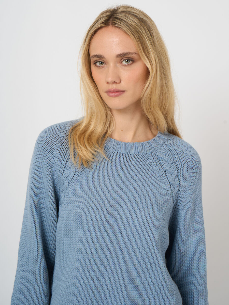 Repeat Chunky Knit Cotton-Blend Sweater In Denim