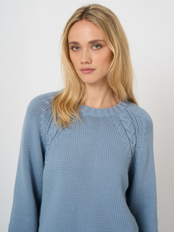 Repeat Chunky Knit Cotton-Blend Sweater In Denim