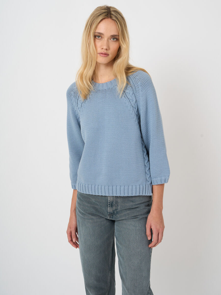 Repeat Chunky Knit Cotton-Blend Sweater In Denim