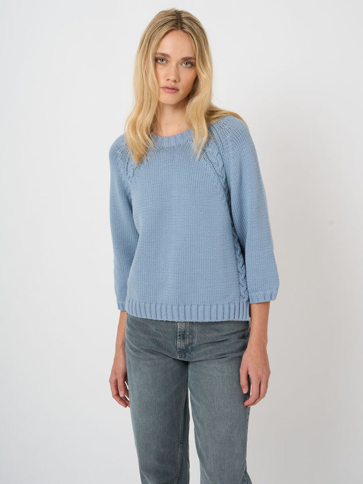 Repeat Chunky Knit Cotton-Blend Sweater In Denim
