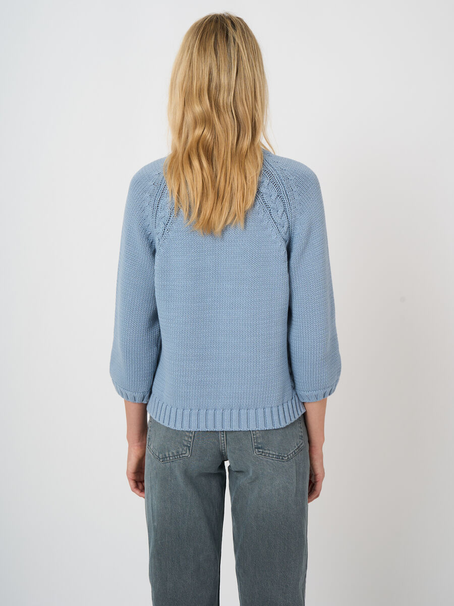 Repeat Chunky Knit Cotton-Blend Sweater In Denim