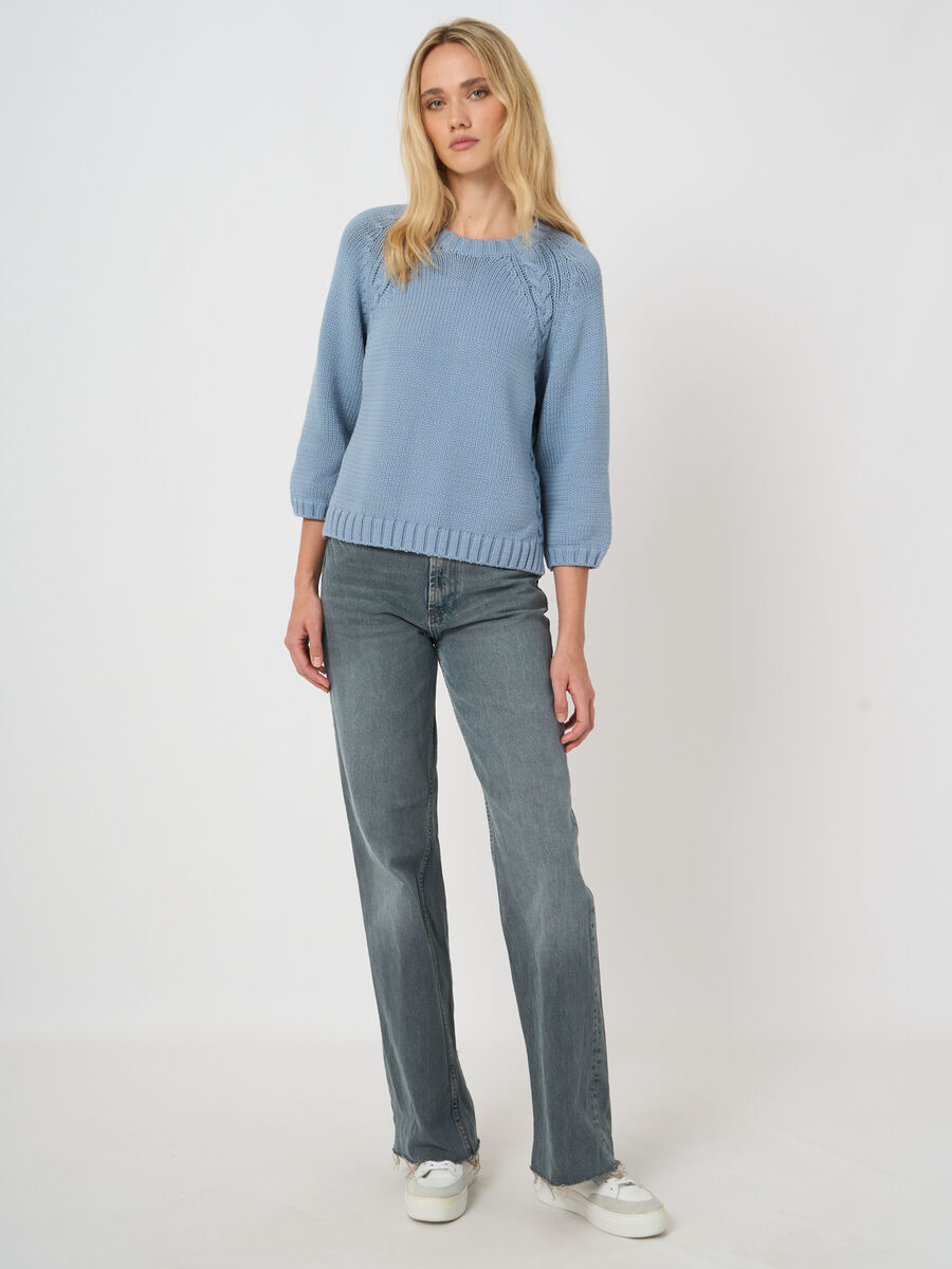 Repeat Chunky Knit Cotton-Blend Sweater In Denim