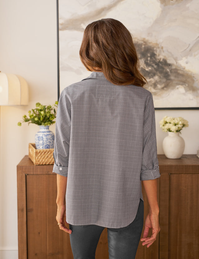 Frank &amp; Eileen Oona Continuous Sleeve Button-Up In Black And White Plaid