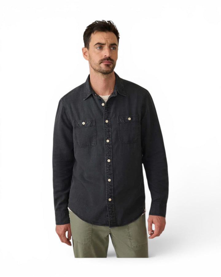 Faherty Tried &amp; True Chambray Workshirt In Durango Black