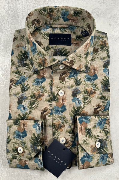 Calder Woven Poplin In Lt Olive