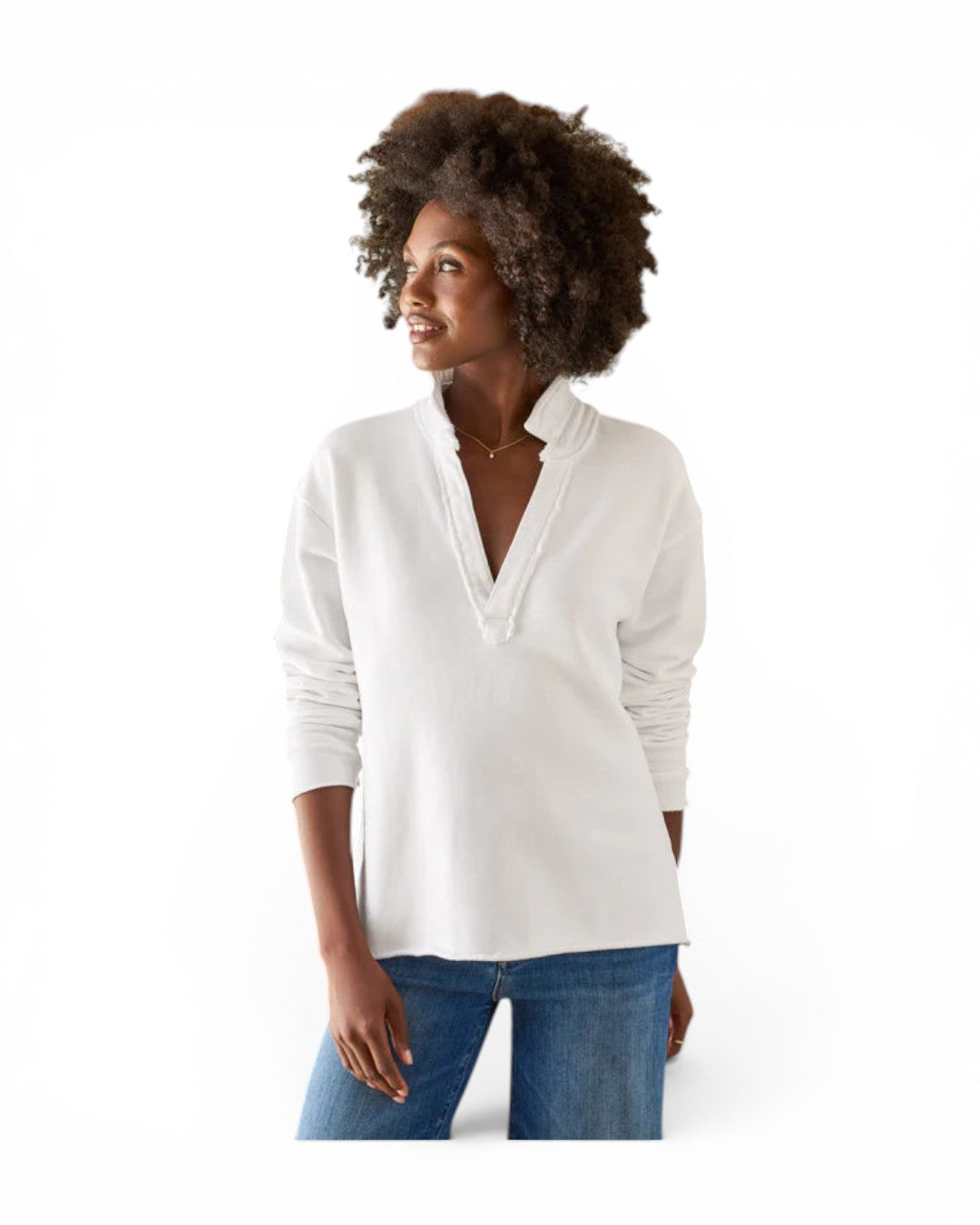 Frank &amp; Eileen Triple Fleece Popover Henley In White