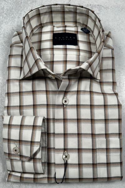 Calder Windowpane Oxford Shirt In Chocolate