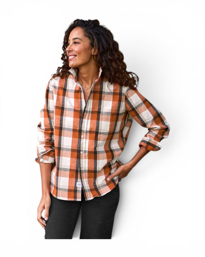 Frank &amp; Eileen Relaxed Button-Up In Pumpkin And Brown Plaid