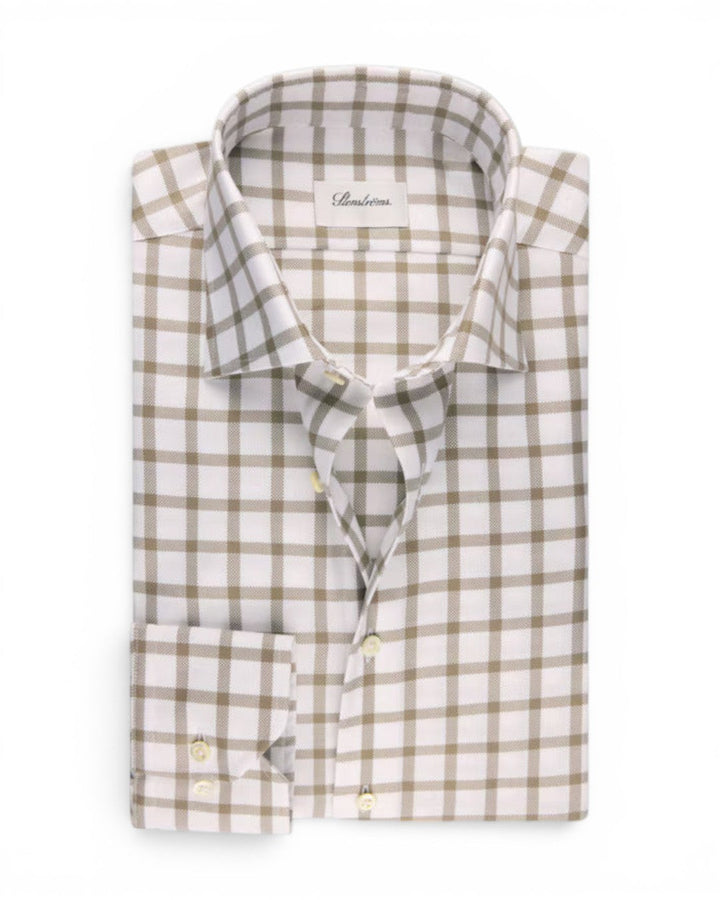 Stenstroms Beige Checked Oxford Shirt