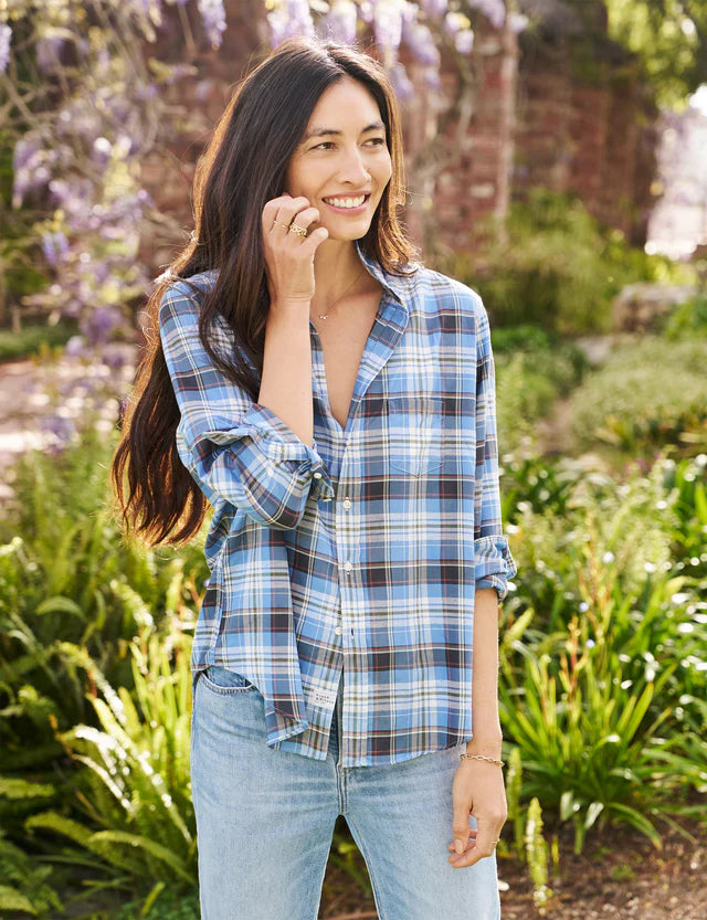 Frank &amp; Eileen Relaxed Button-Up In Slate Blue With Green And Red Plaid