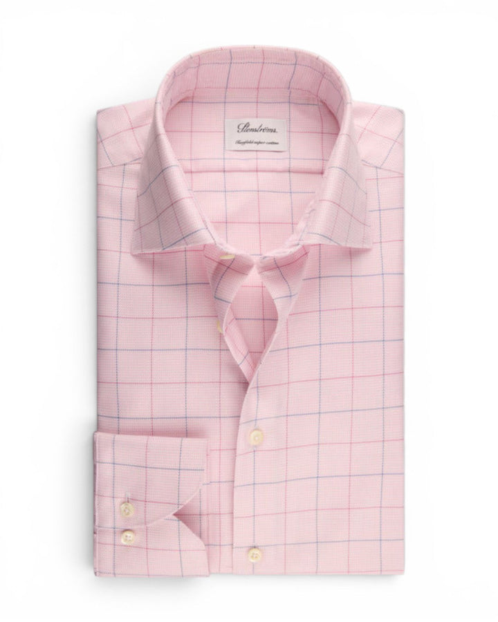 Stenstroms Light Pink Checked Twill Shirt