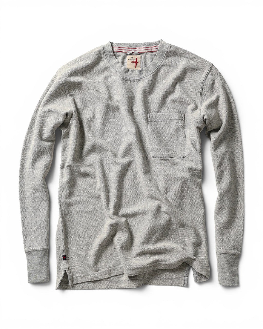 Relwen L/S Vintage Pique Crew In Light Grey