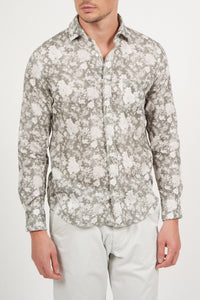 Hartford Printed Linen Shirt in Army