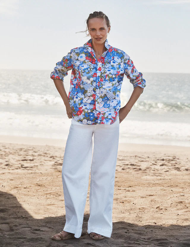 Frank &amp; Eileen Blue And Red Floral Button-Up